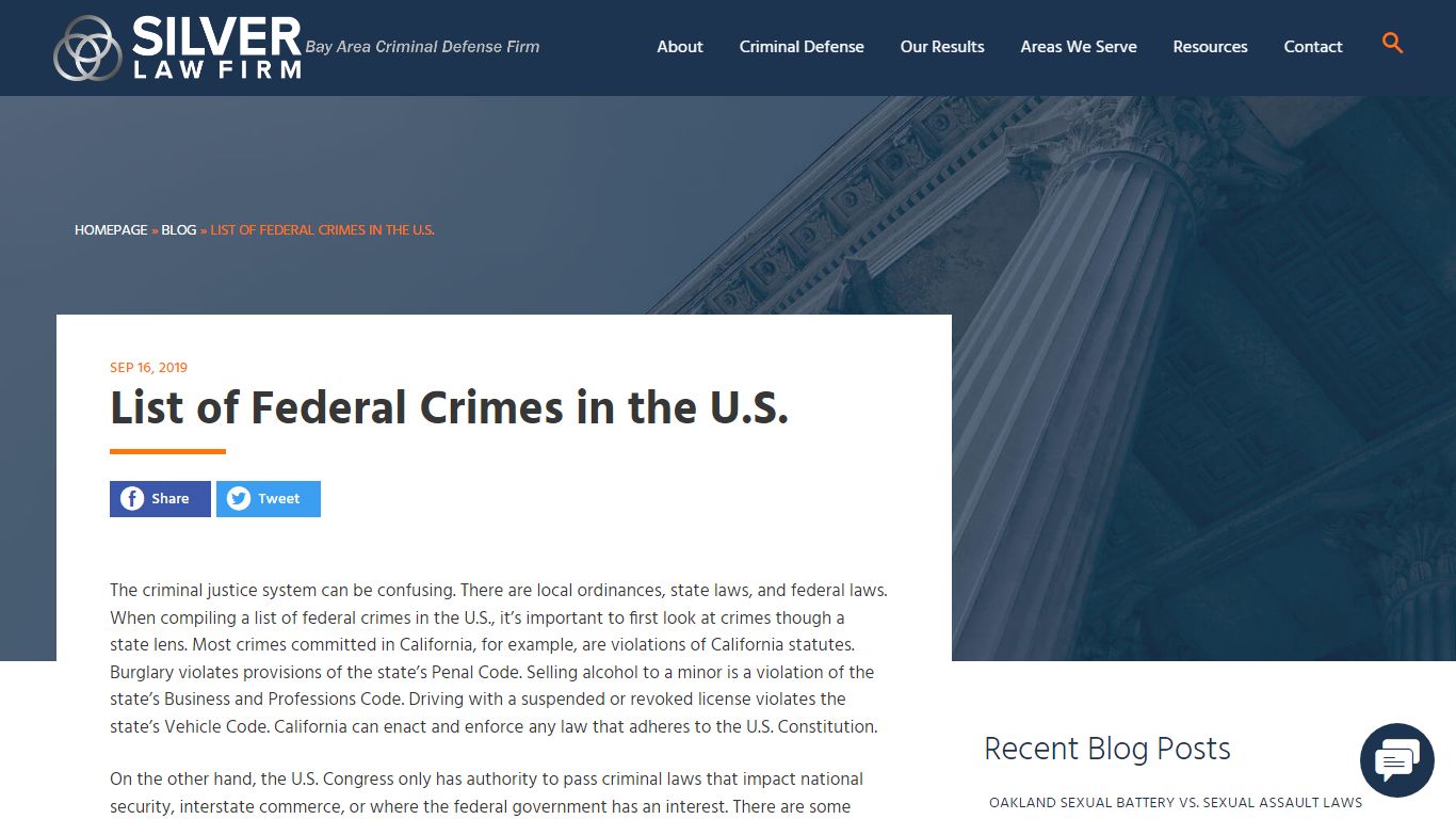 List of Federal Crimes in the U.S. | Silver Law Firm