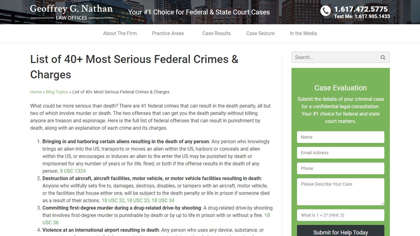 List of 40+ Most Serious Federal Crimes & Charges